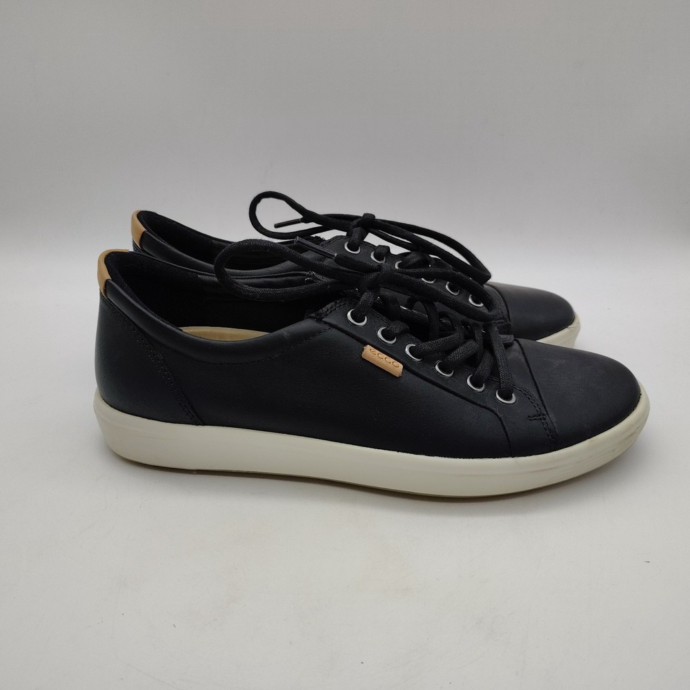 Ecco Women Soft 7 Sneaker Size 39 8 Black Leather Trainer Golf Shoe Athleisure